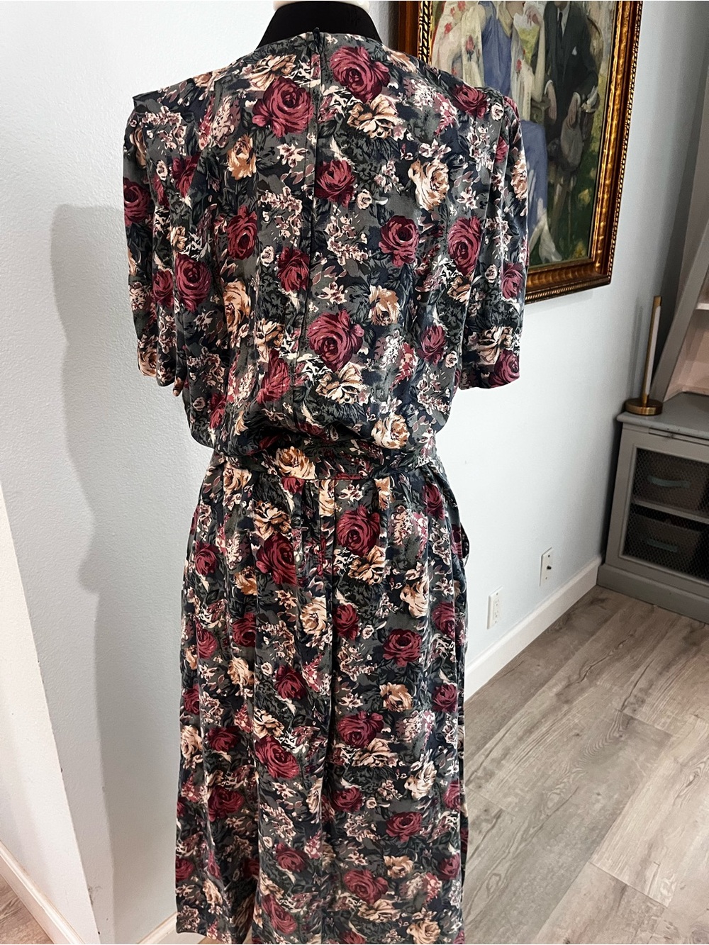 Ms Choice Vintage 1980s Floral Puff Sleeve Melanie Griffith Lace Belt XL - Picture 3 of 9